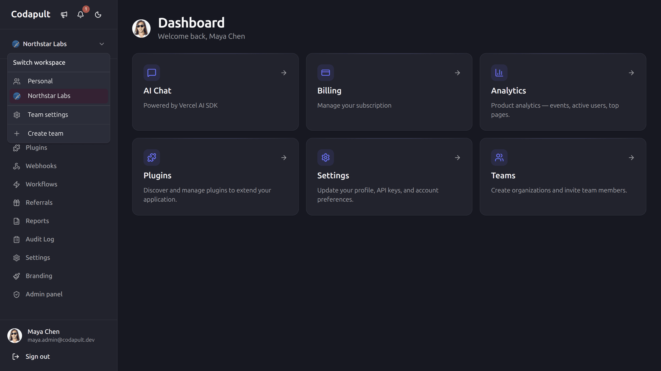 Dashboard home
