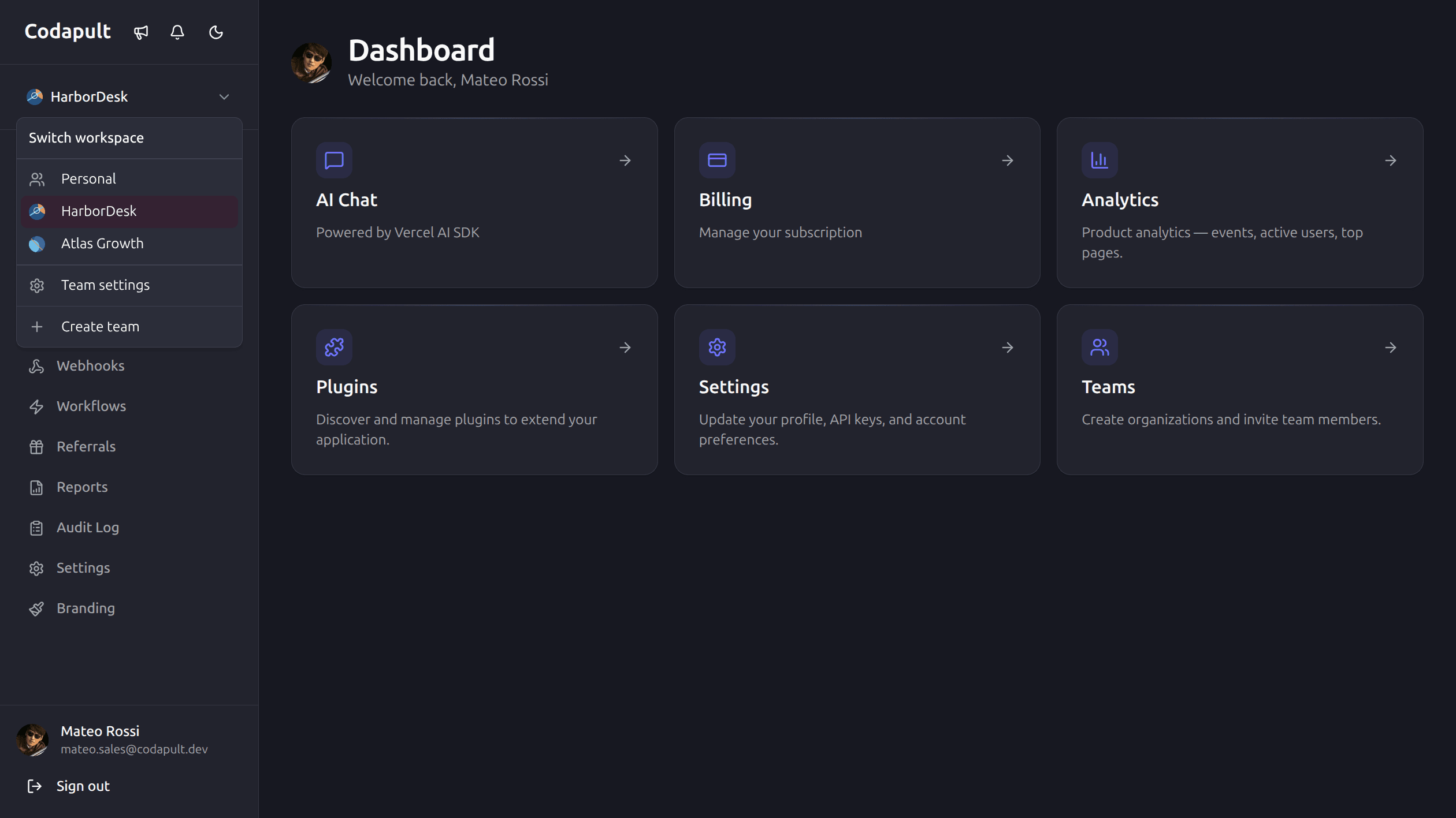 Organization switcher