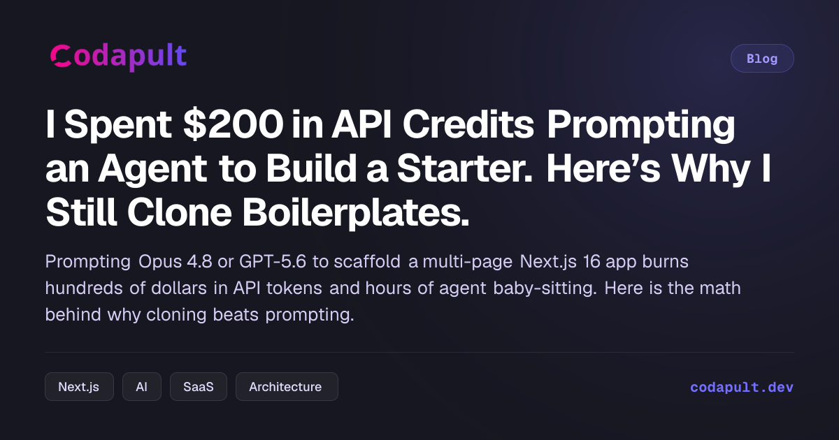 I spent $200 in API credits asking AI agents to scaffold a Next.js starter